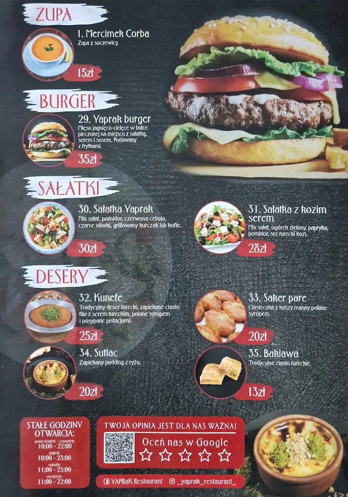 Yaprak Restaurant menu poland