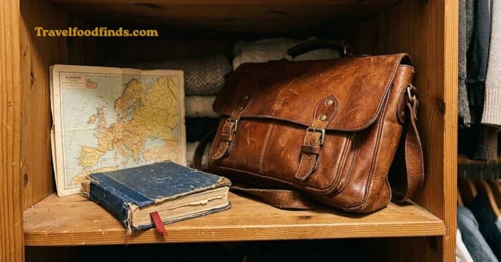 Old Batangas leather satchel stored with a travel notebook
