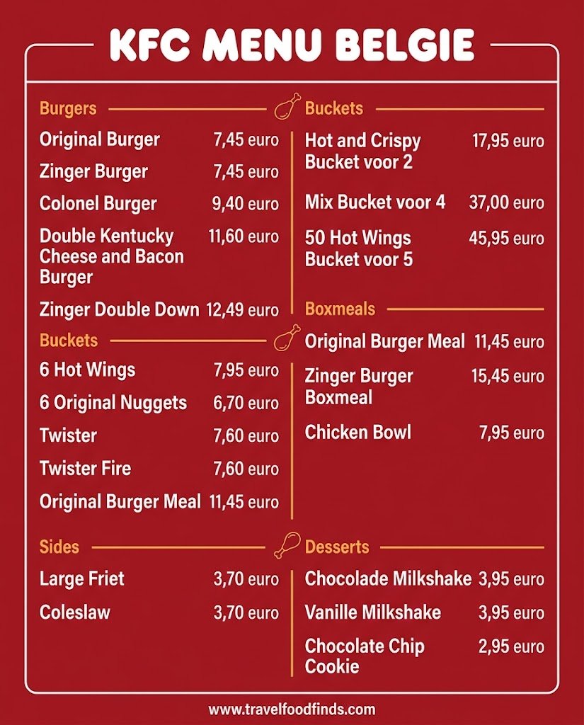 KFC Menu België