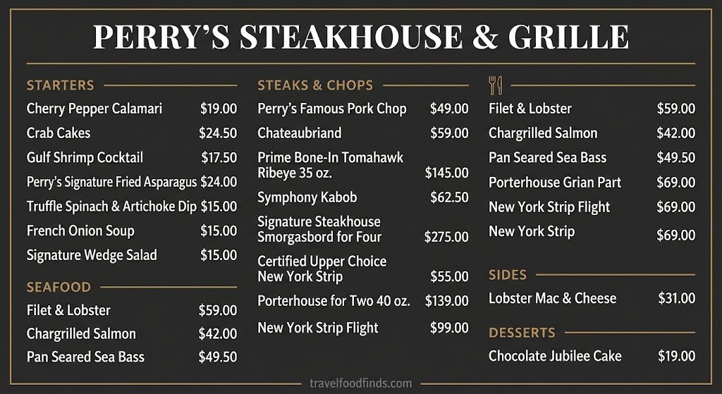 Perry's Steakhouse & Grille Full Menu, Prices