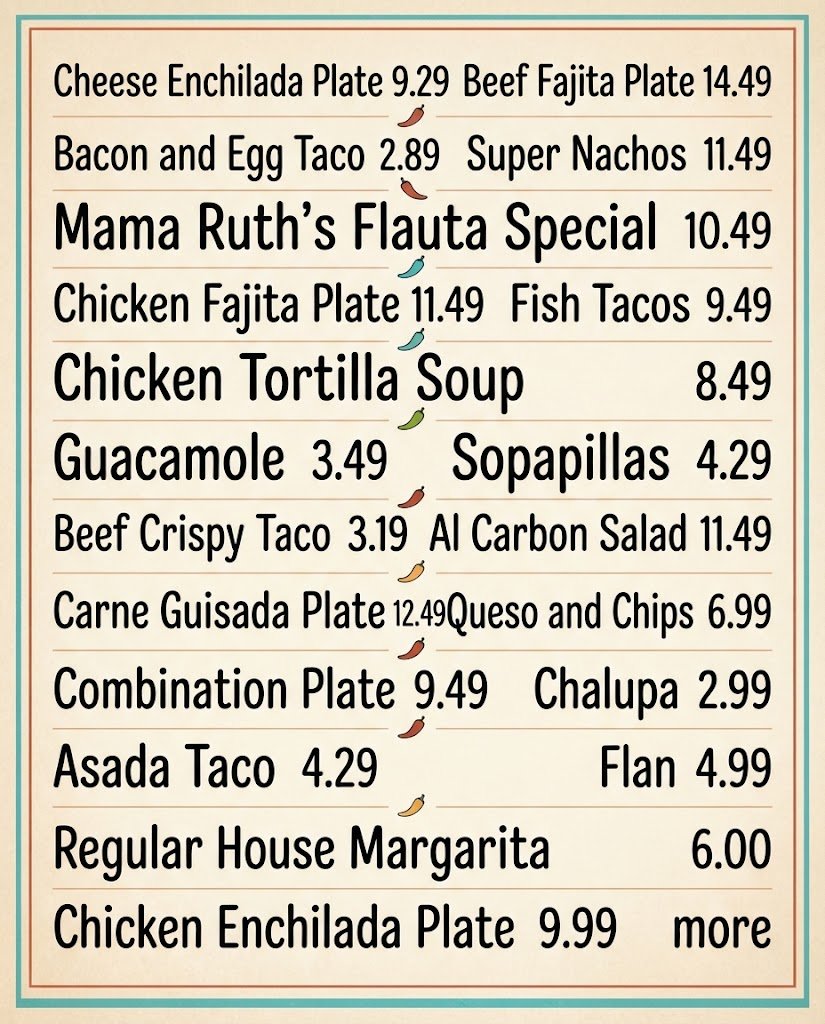Las Palapas menu board showing dishes and prices in US dollars