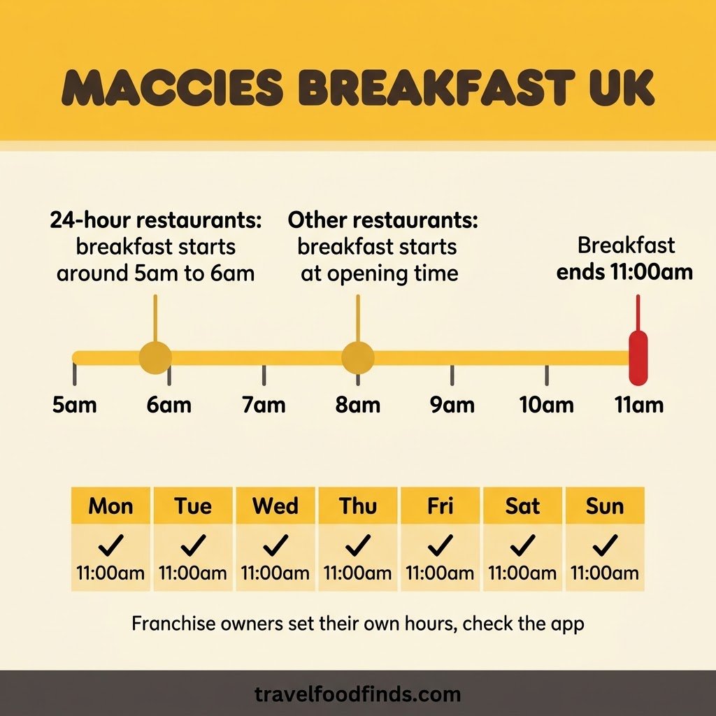 Maccies breakfast times UK infographic showing start times and the 11am end time.